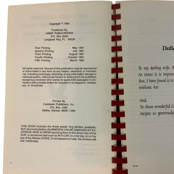 The Cajun Gourmet Afloat and On The Road Cookbook By Carlo DiNapoli 1991 Spiral - Picture 5 of 13